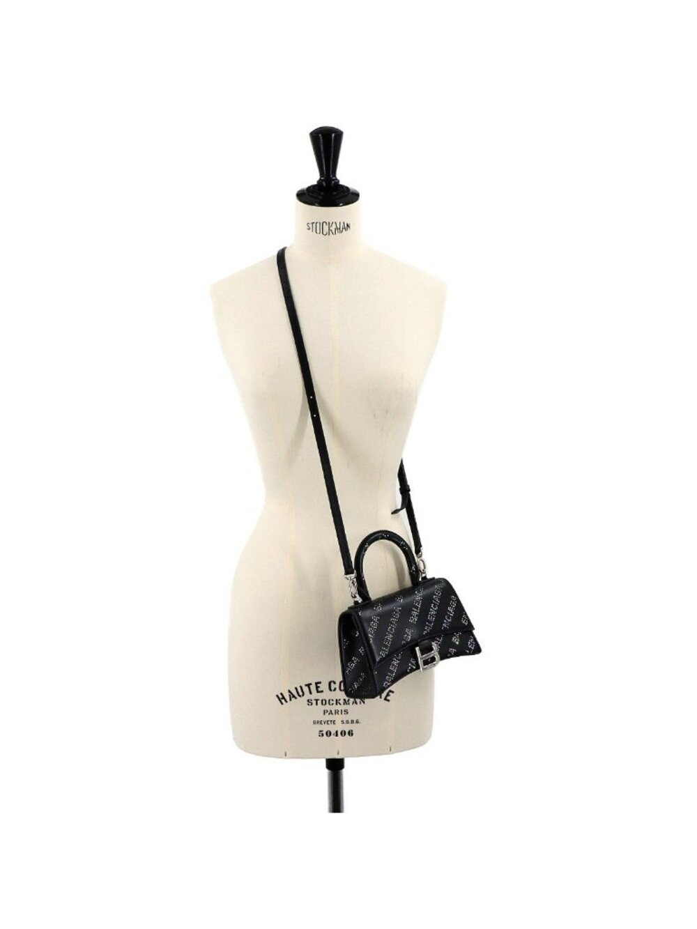 Balenciaga Hourglass XS 2-Way Bag Leather Rhinestone Black - Picture 10 of 10